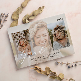 Modernes Grad-Script-Overlay Grad Drei Foto Einladung