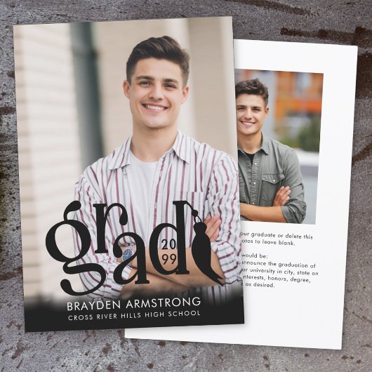 Modernes GRAD Tassel 2 Foto Schwarzes Overlay Ankündigung