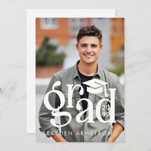 Modernes GRAD Typ 2 Foto Weißes Overlay Ankündigung (Vorne/Hinten)