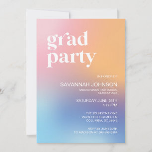 Modernes Gradient Aura Rainbow Grad Party laden ei Einladung