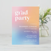 Modernes Gradient Aura Rainbow Grad Party laden ei Einladung (Stehend Vorderseite)
