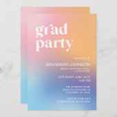 Modernes Gradient Aura Rainbow Grad Party laden ei Einladung (Vorne/Hinten)