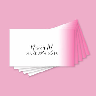 Modernes Gradienten rosa weiße Make-up & Haare Visitenkarte