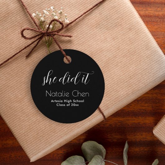 Modernes Graduat für Schwarze Elegante Typografie Geschenkanhänger