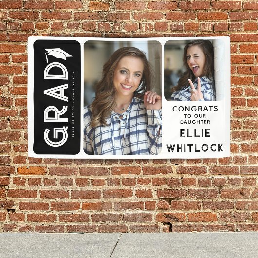 Modernes Graduate 2 Foto Graduation Banner