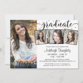 Modernes Graduate 4 Foto Collage Confetti Party Einladung (Vorderseite)