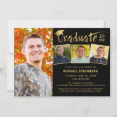 Modernes Graduate 4 Fotos Schwarzes Gold Hand Lett Einladung (Vorderseite)