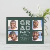 Modernes Graduate 4x Foto Collage GRAD Party Einladung (Stehend Vorderseite)