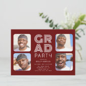 Modernes Graduate 4x Foto Collage GRAD Party Einladung (Stehend Vorderseite)