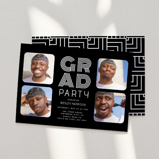 Modernes Graduate 4x Foto Collage GRAD Party Einladung