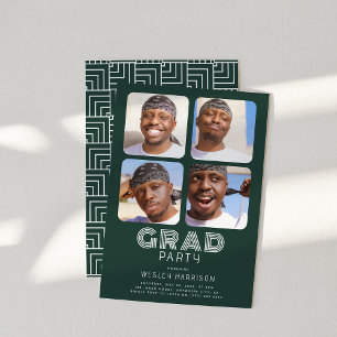 Modernes Graduate 4x Foto Collage GRAD Party Einladung