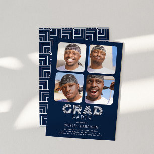 Modernes Graduate 4x Foto Collage GRAD Party Einladung