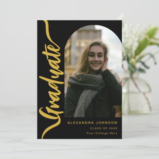Modernes Graduate Arch Foto Script Ankündigung (Stehend Vorderseite)