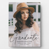 Modernes Graduate Black Script Abschluss Foto Fotoplatte (Vorderseite)