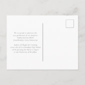 Modernes Graduate Brush Script Gold Foto Abschluss Ankündigungspostkarte (Rückseite)