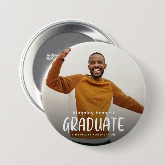 Modernes GRADUATE Custom Foto Abschluss Button (Vorne & Hinten)