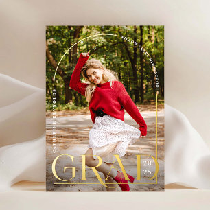Modernes Graduate Foto Abschluss Ankündigung FOIL