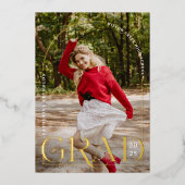 Modernes Graduate Foto Abschluss Ankündigung FOIL (Vorderseite)