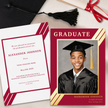 Modernes Graduate Foto Burgundy Gold Abschluss