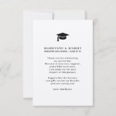 Modernes Graduate Foto Dankeskarte (Rückseite)