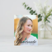 Modernes Graduate Foto Einfache Schwarze Skriptübe Ankündigung (Stehend Vorderseite)