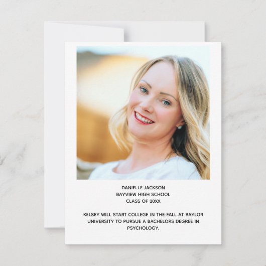 Modernes Graduate Foto Einfache Schwarze Skriptübe Ankündigung (Rückseite)