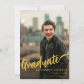 Modernes Graduate Foto Gold Script Black Ankündigung (Vorderseite)