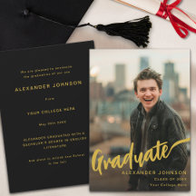 Modernes Graduate Foto Gold Script Black