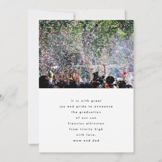 Modernes Graduate Foto High School Abschluss Ankündigung (Rückseite)