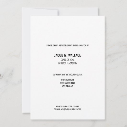 Modernes Graduate Foto Party Einladung (Rückseite)