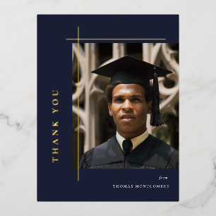 Modernes Graduate Foto Vielen Dank Folie Einladungspostkarte