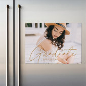 Modernes Graduate-Gold-Script-Foto Magneteinladung