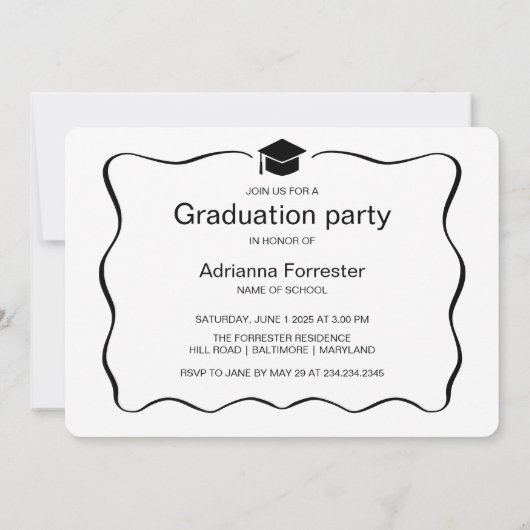 Modernes Graduate Hat Lässiges Script Einladung (Rückseite)