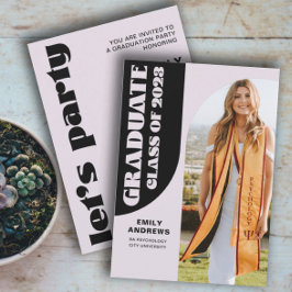 Modernes Graduate Lila Arch & Foto Grad Party Einladung