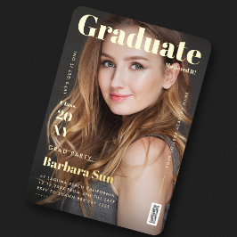 Modernes Graduate Magazine Cover Abschluss Gold Folieneinladung