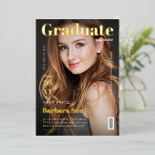 Modernes Graduate Magazine Cover Abschluss Gold Folieneinladung (Stehend vorne)