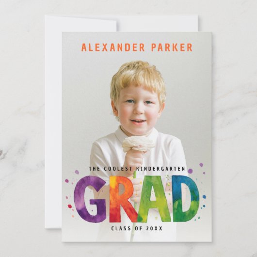 Modernes Graduate Orange Foto Portrait Ankündigung (Vorderseite)