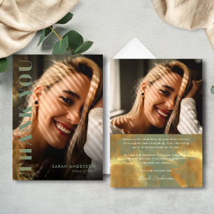 Modernes Graduate Sage Green Foto Abschluss Dankeskarte