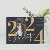 Modernes Graduate Script 2022 Concentric Arch Foto Einladung (Stehend Vorderseite)