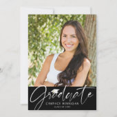 Modernes Graduate Script 2 Fotos Schwarz-weiß Ankündigung (Vorderseite)