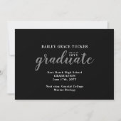 Modernes Graduate Script 3-Foto Collage Abschluss Ankündigung (Rückseite)