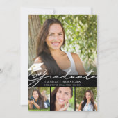 Modernes Graduate Script 5 Foto Party Einladung (Vorderseite)