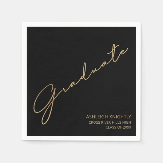 Modernes Graduate Script Black Gold Serviette (Vorderseite)