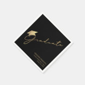 Modernes Graduate Script Cap Black Gold Serviette (Ecke)