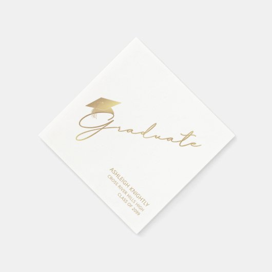 Modernes Graduate Script Cap Gold White Serviette (Ecke)
