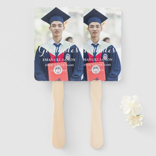 Modernes Graduate Script Classic Foto Preppy Fächer (Vorne und Hinten)