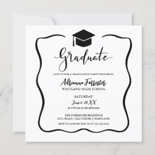 Modernes Graduate Script Lässig Grad Hat Einladung