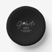 Modernes Graduate Script White Cap Black Pappteller (Vorderseite)