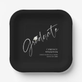 Modernes Graduate Script White Cap Black Pappteller (Vorderseite)