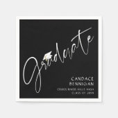 Modernes Graduate Script White Cap Black Serviette (Vorderseite)